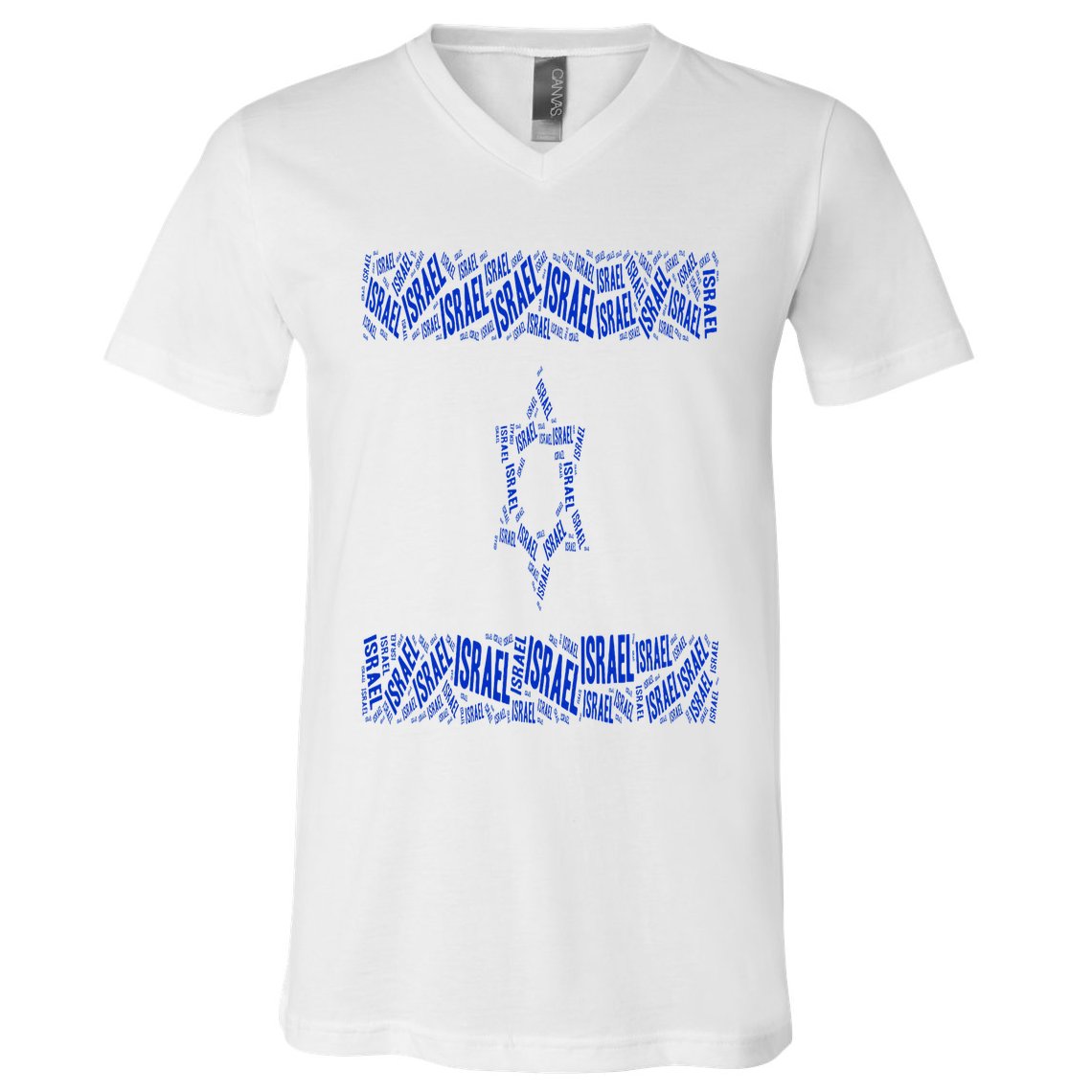 Israel Jewish Israeli Flag Star of David Pride Love Text Art V-Neck T-Shirt