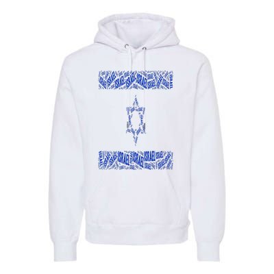 Israel Jewish Israeli Flag Star of David Pride Love Text Art Premium Hoodie