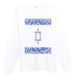 Israel Jewish Israeli Flag Star of David Pride Love Text Art Premium Crewneck Sweatshirt