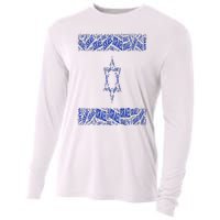 Israel Jewish Israeli Flag Star of David Pride Love Text Art Cooling Performance Long Sleeve Crew