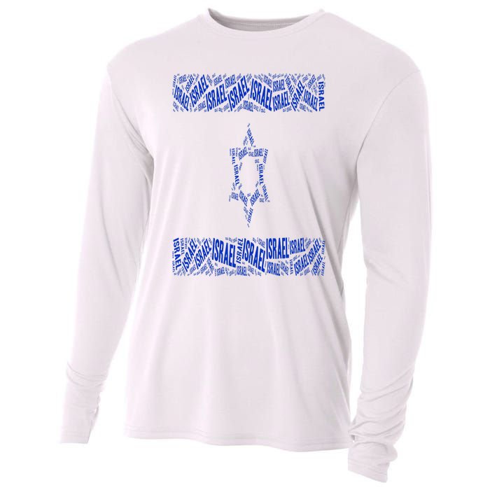 Israel Jewish Israeli Flag Star of David Pride Love Text Art Cooling Performance Long Sleeve Crew