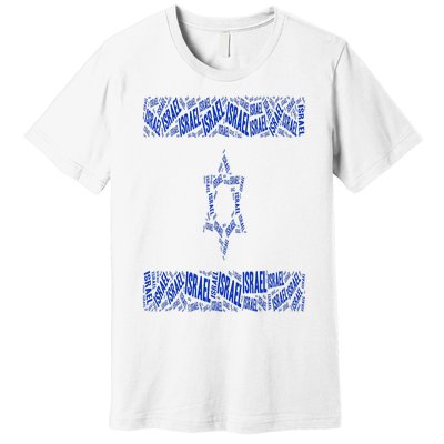 Israel Jewish Israeli Flag Star of David Pride Love Text Art Premium T-Shirt