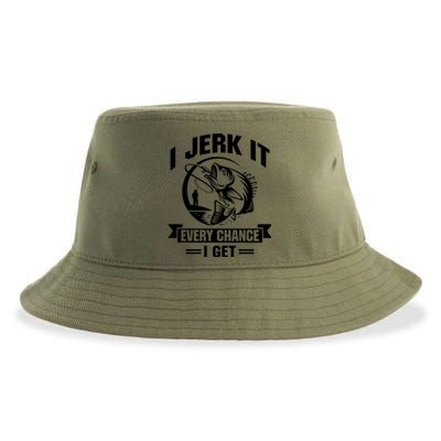 I Jerk It Every Chance I Get Funny Fishing Gift Sustainable Bucket Hat