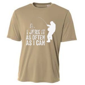 I Jerk It As Often As I Can Funny Humor Fishing Cooling Performance Crew T-Shirt