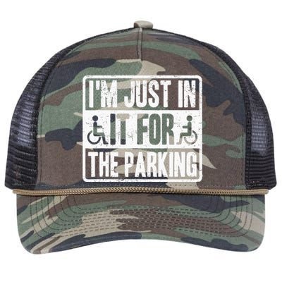 Im Just In It For The Parking Wheelchair Disability Retro Rope Trucker Hat Cap