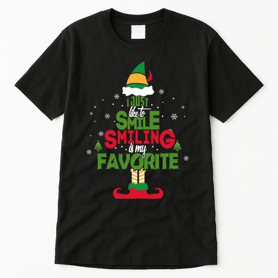I Just Like To Smile Smiling's My Favorite Christmas Elf Tall T-Shirt