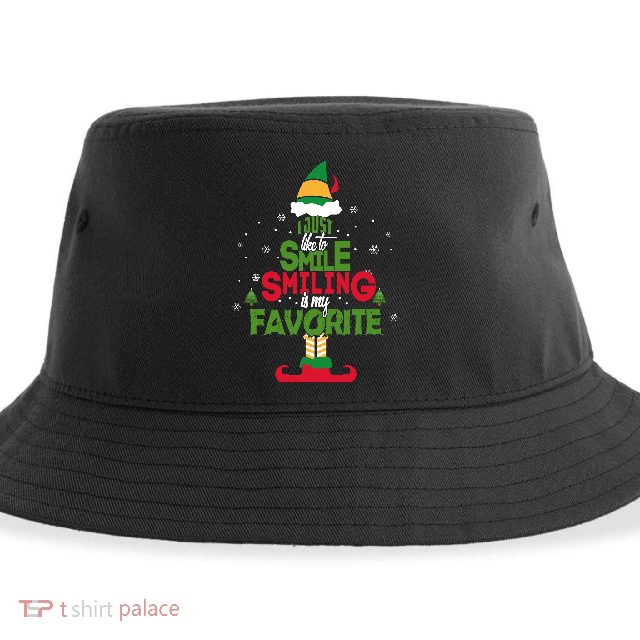 I Just Like To Smile Smiling's My Favorite Christmas Elf Sustainable Bucket Hat