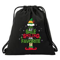 I Just Like To Smile Smiling's My Favorite Christmas Elf Drawstring Bag