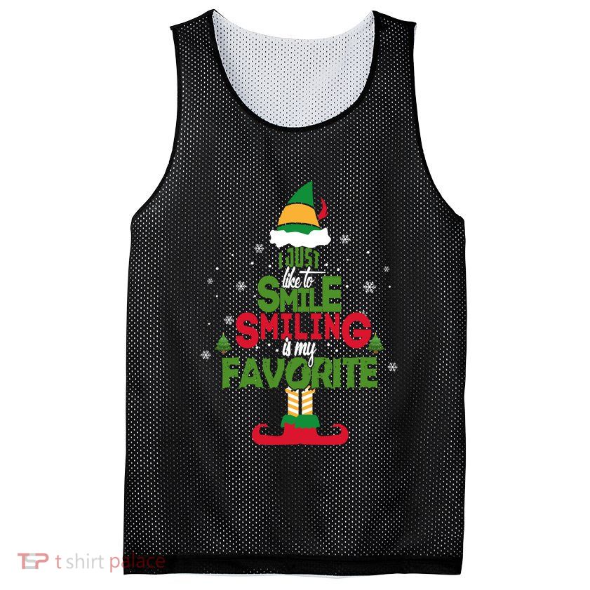 I Just Like To Smile Smiling's My Favorite Christmas Elf Mesh Reversible Basketball Jersey Tank