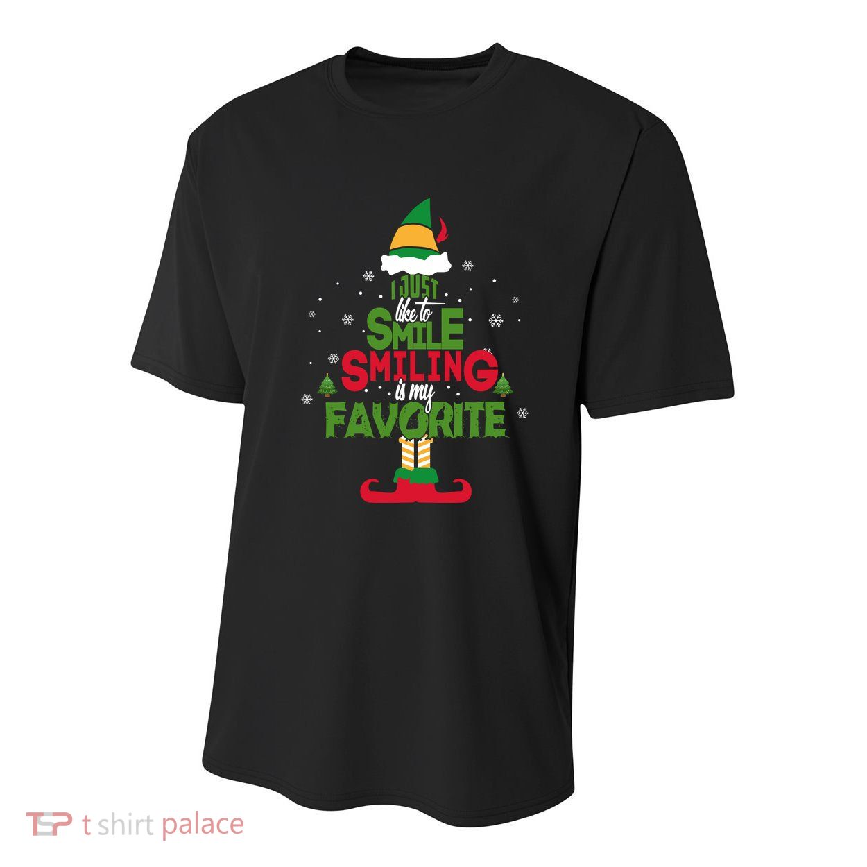 I Just Like To Smile Smiling's My Favorite Christmas Elf Youth Performance Sprint T-Shirt