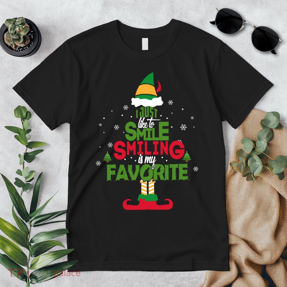 I Just Like To Smile Smiling's My Favorite Christmas Elf Premium T-Shirt