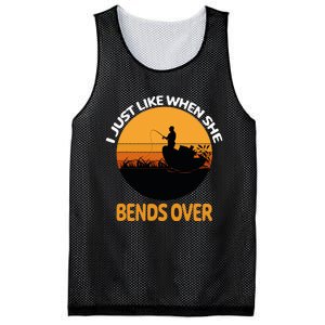 I Just Like When She Bends Over Funny Fisherman Fishing Rod Mesh Reversible Basketball Jersey Tank