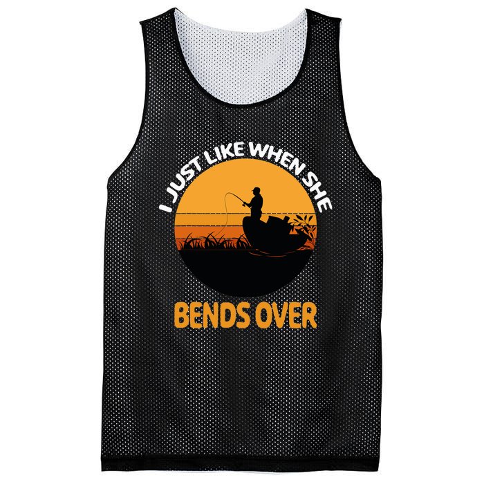 I Just Like When She Bends Over Funny Fisherman Fishing Rod Mesh Reversible Basketball Jersey Tank