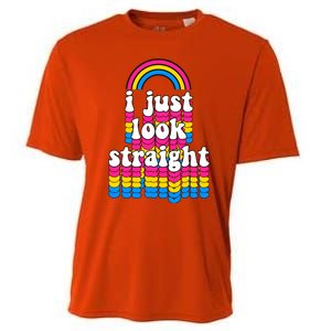 I Just Look Straight Pansexual Pride Flag Gift Cooling Performance Crew T-Shirt