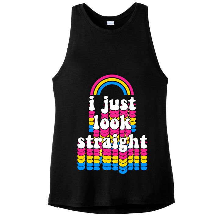 I Just Look Straight Pansexual Pride Flag Gift Ladies PosiCharge Tri-Blend Wicking Tank