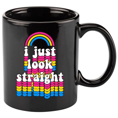 I Just Look Straight Pansexual Pride Flag Gift 11oz C Handle Ceramic Mug