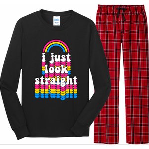 I Just Look Straight Pansexual Pride Flag Gift Long Sleeve Pajama Set