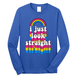 I Just Look Straight Pansexual Pride Flag Gift Long Sleeve Shirt