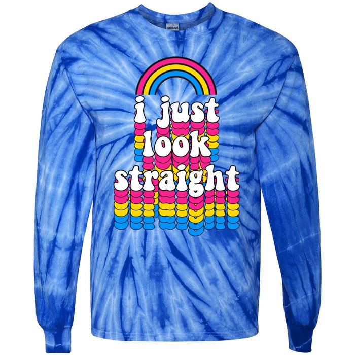 I Just Look Straight Pansexual Pride Flag Gift Tie-Dye Long Sleeve Shirt