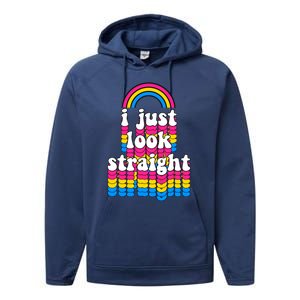 I Just Look Straight Pansexual Pride Flag Gift Performance Fleece Hoodie