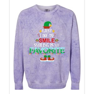 I Just Like To Smile Smiling Is My Favorite Elf Christmas Cool Gift Colorblast Crewneck Sweatshirt