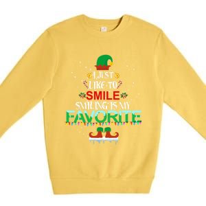 I Just Like To Smile Smiling Is My Favorite Elf Christmas Cool Gift Premium Crewneck Sweatshirt