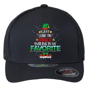 I Just Like To Smile Smiling Is My Favorite Elf Christmas Cool Gift Flexfit Unipanel Trucker Cap