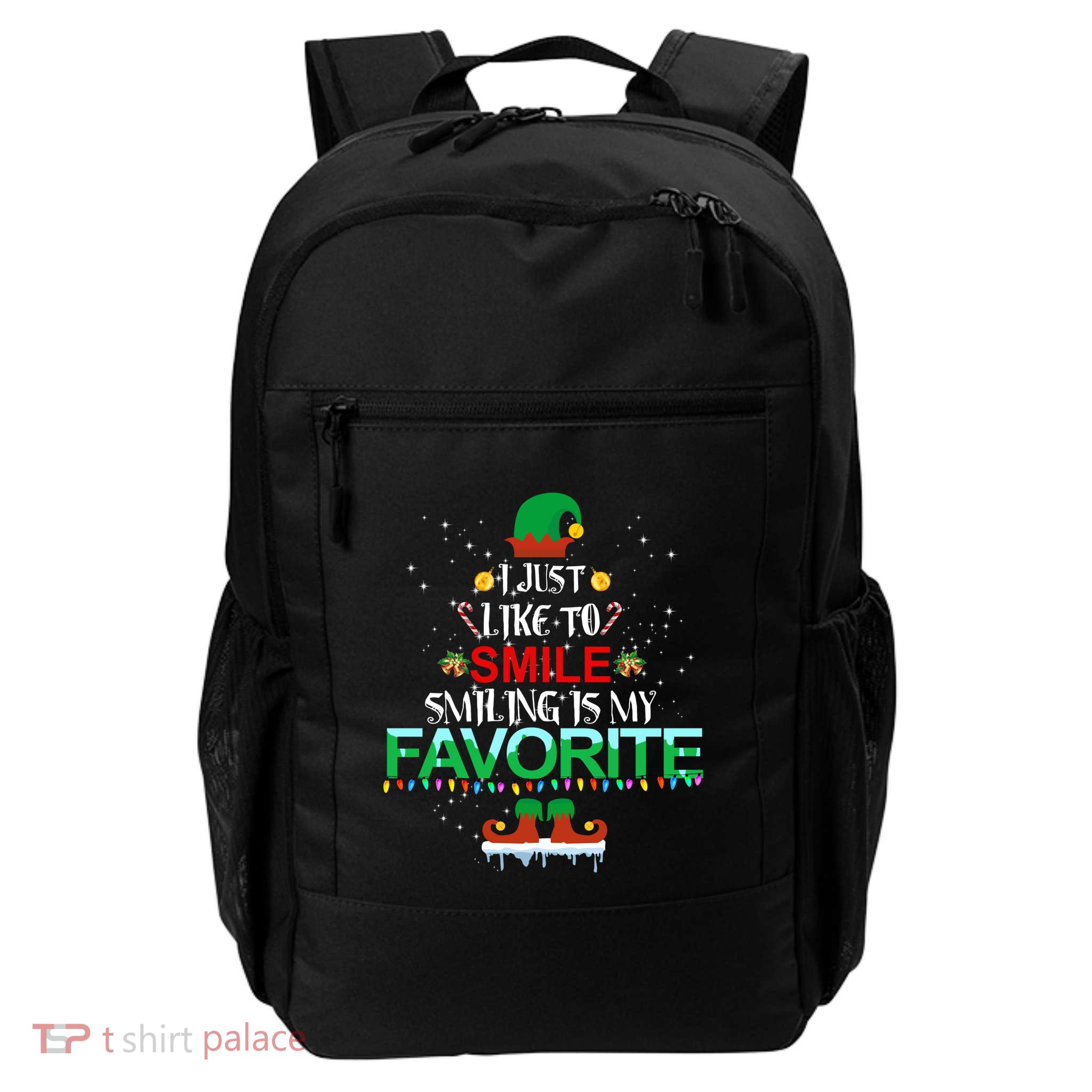 I Just Like To Smile Smiling Is My Favorite Elf Christmas Cool Gift Backpack