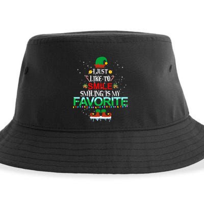 I Just Like To Smile Smiling Is My Favorite Elf Christmas Cool Gift Sustainable Bucket Hat