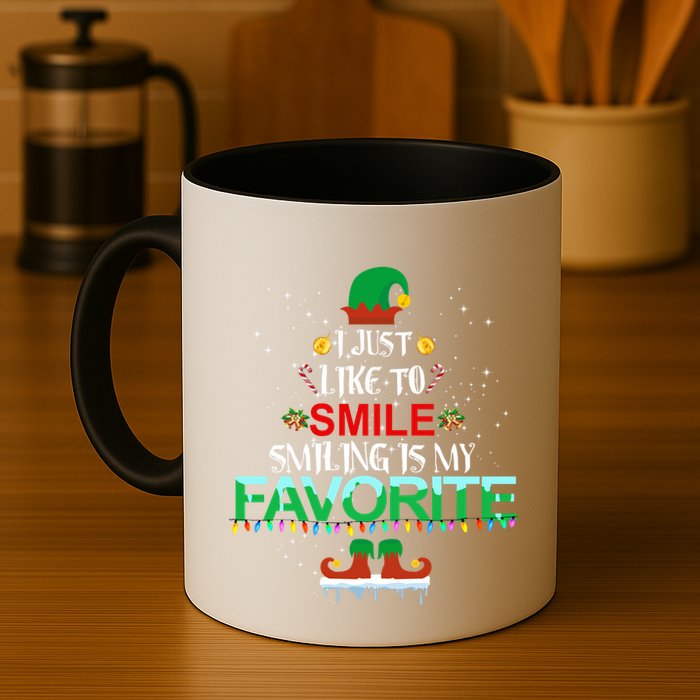 I Just Like To Smile Smiling Is My Favorite Elf Christmas Cool Gift Mug