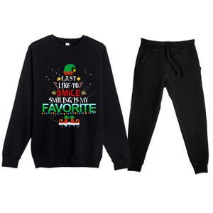 I Just Like To Smile Smiling Is My Favorite Elf Christmas Cool Gift Premium Crewneck Sweatsuit Set