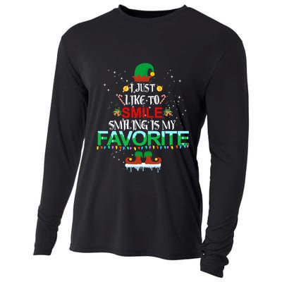 I Just Like To Smile Smiling Is My Favorite Elf Christmas Cool Gift Cooling Performance Long Sleeve Crew