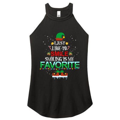 I Just Like To Smile Smiling Is My Favorite Elf Christmas Cool Gift Women's Perfect Tri Rocker Tank