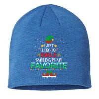 I Just Like To Smile Smiling Is My Favorite Elf Christmas Cool Gift Sustainable Beanie