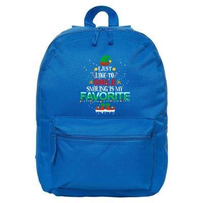 I Just Like To Smile Smiling Is My Favorite Elf Christmas Cool Gift 16 in Basic Backpack