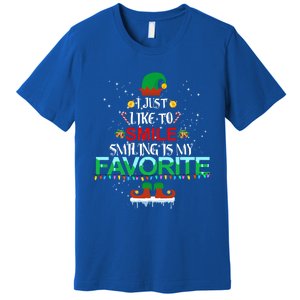 I Just Like To Smile Smiling Is My Favorite Elf Christmas Cool Gift Premium T-Shirt