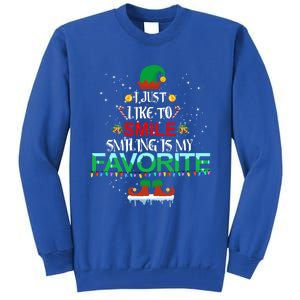 I Just Like To Smile Smiling Is My Favorite Elf Christmas Cool Gift Tall Sweatshirt