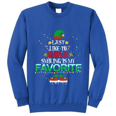 I Just Like To Smile Smiling Is My Favorite Elf Christmas Cool Gift Tall Sweatshirt