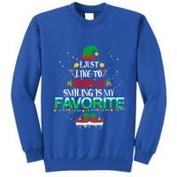 I Just Like To Smile Smiling Is My Favorite Elf Christmas Cool Gift Tall Sweatshirt