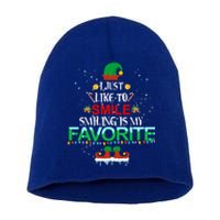 I Just Like To Smile Smiling Is My Favorite Elf Christmas Cool Gift Short Acrylic Beanie