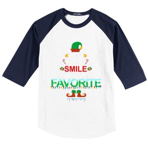 I Just Like To Smile Smiling Is My Favorite Elf Christmas Cool Gift Baseball Sleeve Shirt