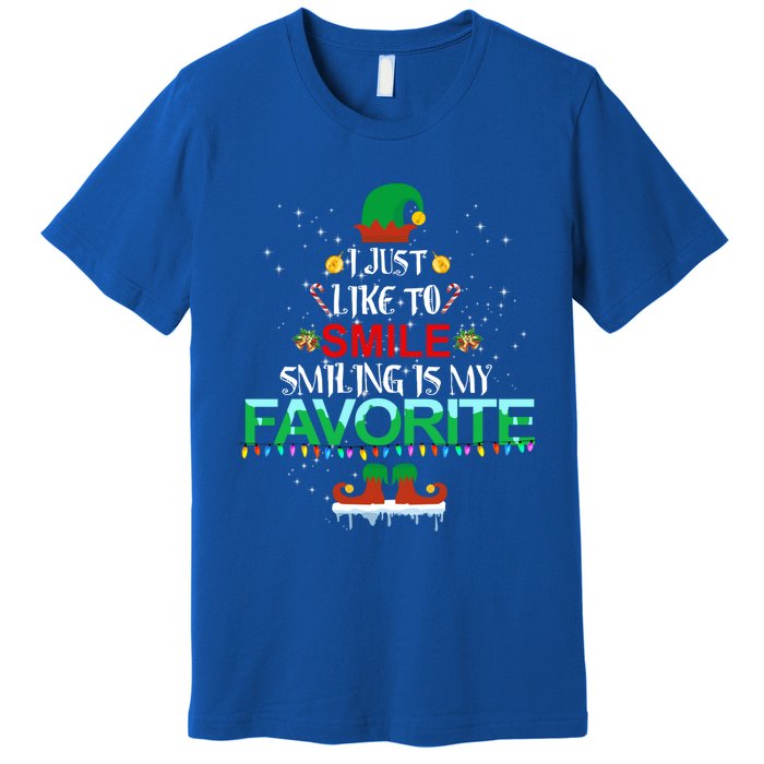 I Just Like To Smile Smiling Is My Favorite Elf Christmas Gift Premium T-Shirt