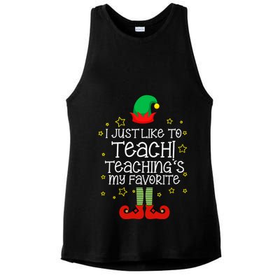 I Just Like To Teach, Teaching's My Favorite Elves Christmas Ladies PosiCharge Tri-Blend Wicking Tank