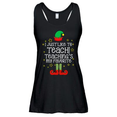 I Just Like To Teach, Teaching's My Favorite Elves Christmas Ladies Essential Flowy Tank