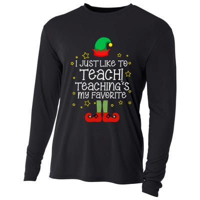 I Just Like To Teach, Teaching's My Favorite Elves Christmas Cooling Performance Long Sleeve Crew