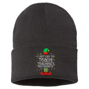 I Just Like To Teach, Teaching's My Favorite Elves Christmas Sustainable Knit Beanie