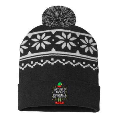 I Just Like To Teach, Teaching's My Favorite Elves Christmas USA-Made Snowflake Beanie