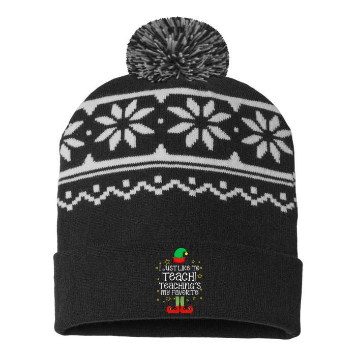 I Just Like To Teach, Teaching's My Favorite Elves Christmas USA-Made Snowflake Beanie