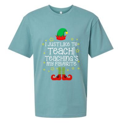 I Just Like To Teach, Teaching's My Favorite Elves Christmas Sueded Cloud Jersey T-Shirt