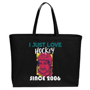 I Just Love Hockey Since 2006 Great Gift Cotton Canvas Jumbo Tote